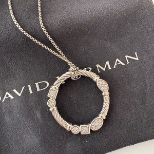 David Yurman Silver and Diamond Circle Necklace